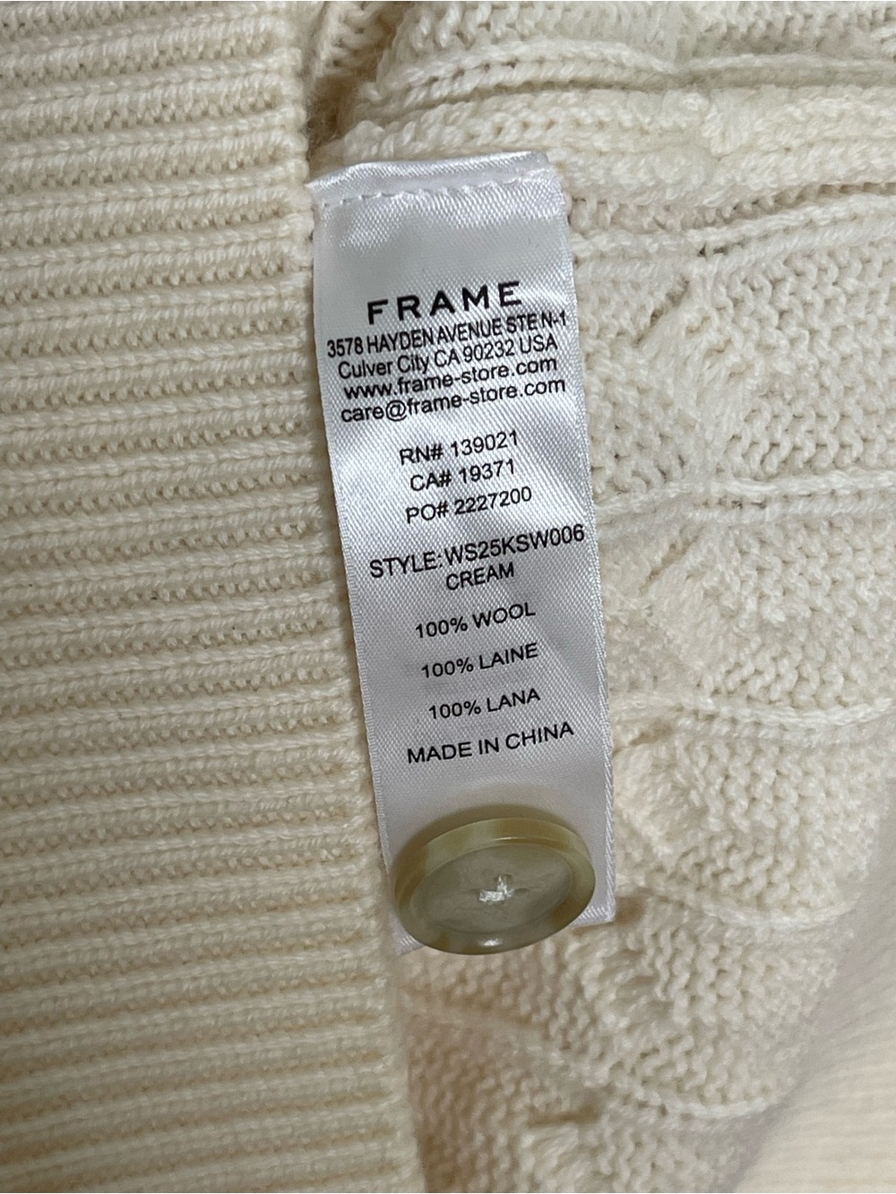 NWT FRAME The Cable Knit Polo Vest in Cream - Picture 9 of 16
